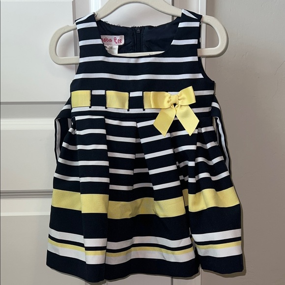 Nautica Other - Jessica Ann Nautica Navy and Yellow Striped Dress with Bow and Bow Tie in Back